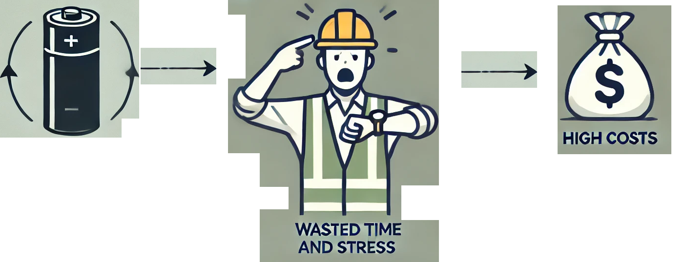 Częste wymiany baterii –> Zmarnowany czas i niepotrzebne nerwy –> Zbędne koszty dla firmy